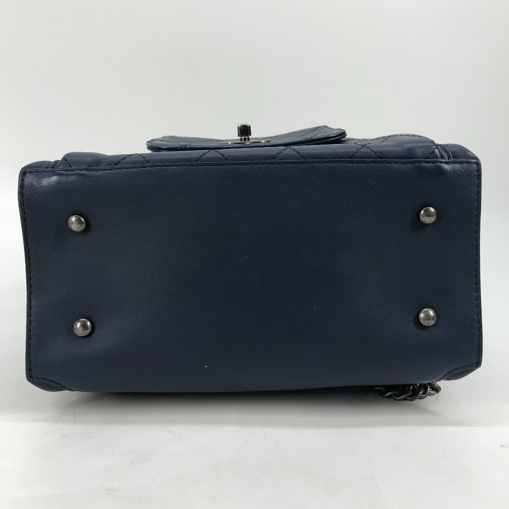 CHANEL Shoulder Bag leather blue Shoulder Matelasse CC COCO Mark Chain Women Used Authentic