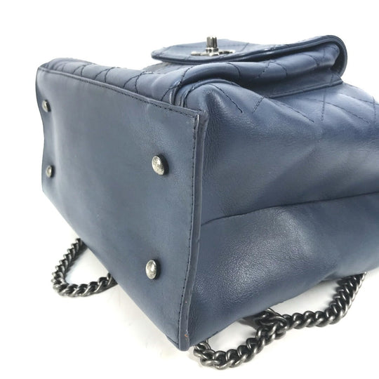 CHANEL Shoulder Bag leather blue Shoulder Matelasse CC COCO Mark Chain Women Used Authentic