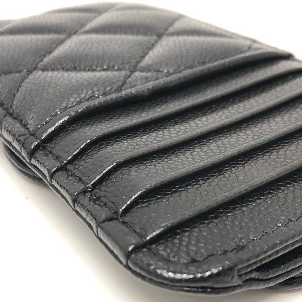 CHANEL Coin case AP2570 Caviar skin black COCO Mark Matelasse Classic Zip Women Used Authentic