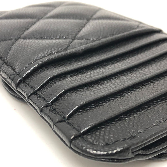 CHANEL Coin case AP2570 Caviar skin black COCO Mark Matelasse Classic Zip Women Used Authentic
