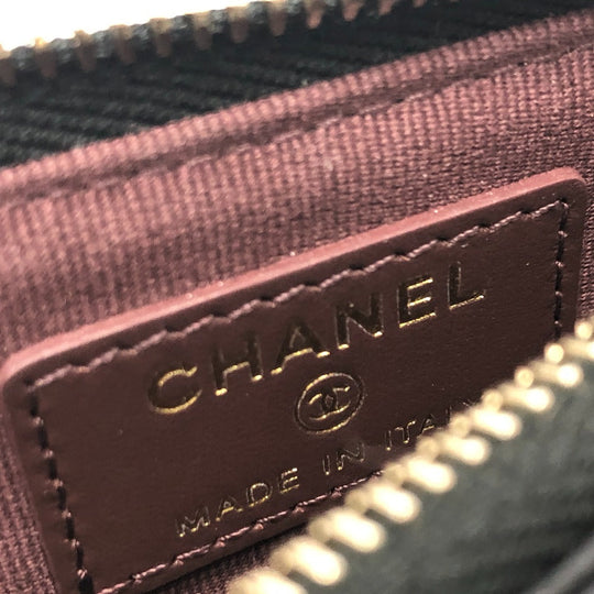 CHANEL Coin case AP2570 Caviar skin black COCO Mark Matelasse Classic Zip Women Used Authentic