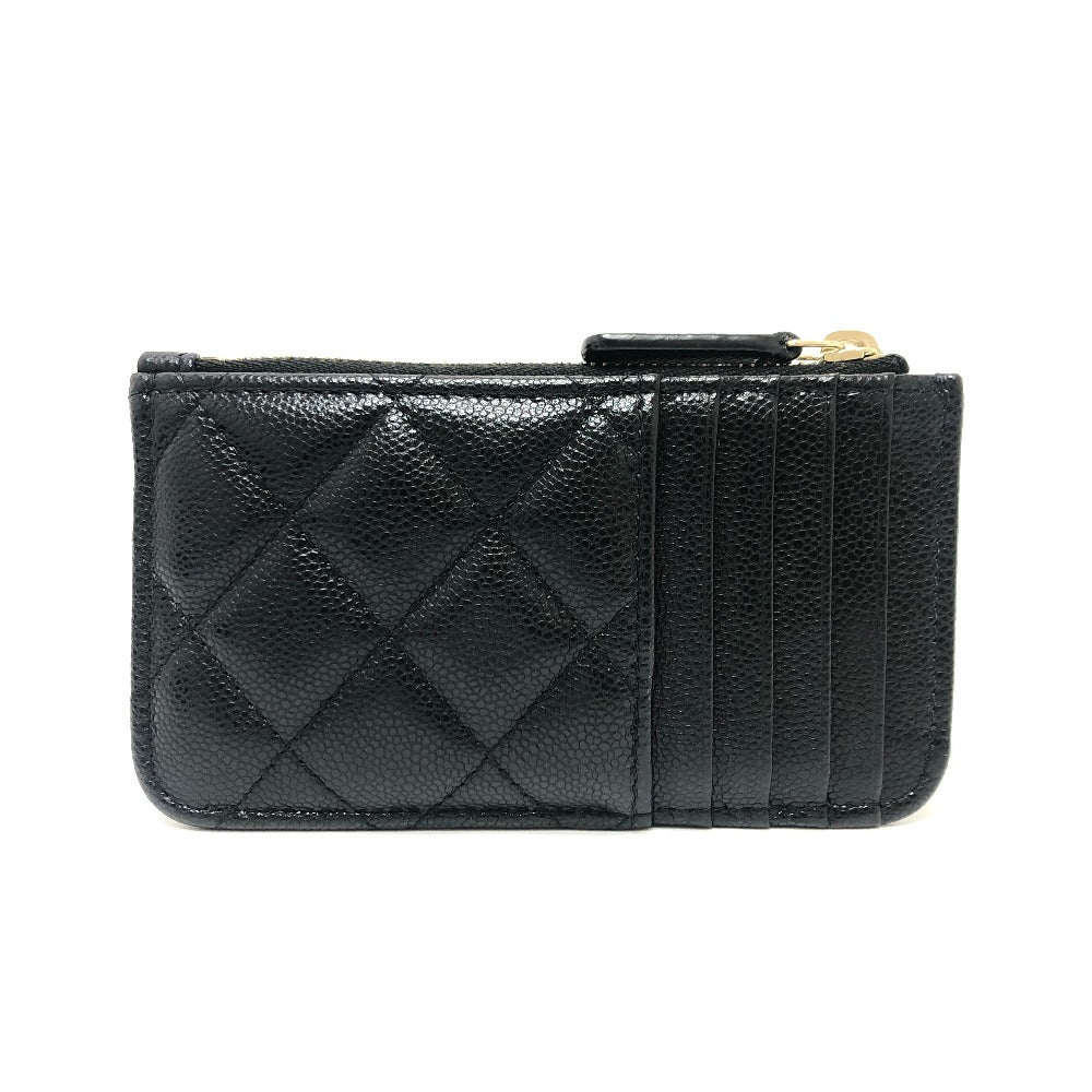 CHANEL Coin case AP2570 Caviar skin black COCO Mark Matelasse Classic Zip Women Used Authentic
