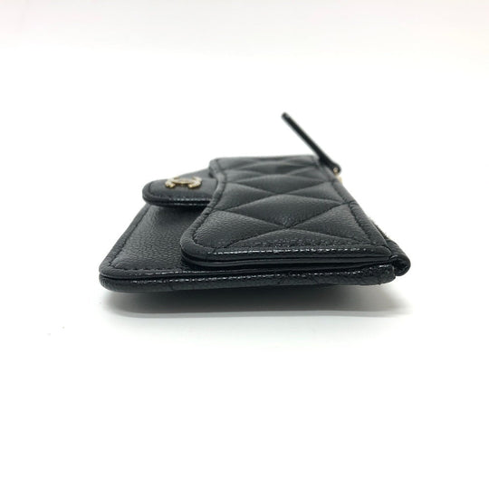CHANEL Coin case AP2570 Caviar skin black COCO Mark Matelasse Classic Zip Women Used Authentic
