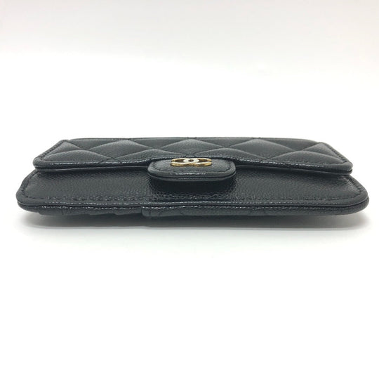 CHANEL Coin case AP2570 Caviar skin black COCO Mark Matelasse Classic Zip Women Used Authentic