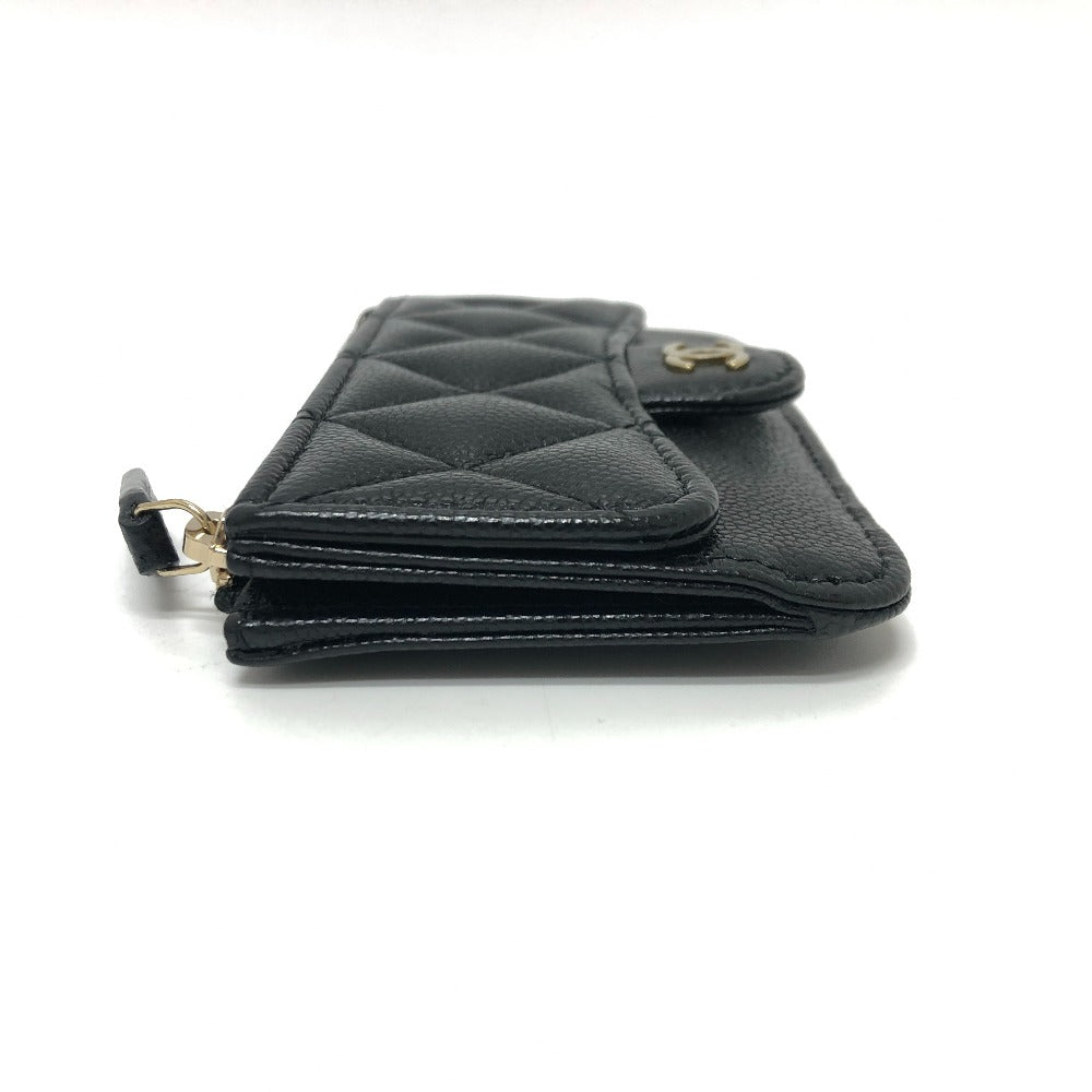 CHANEL Coin case AP2570 Caviar skin black COCO Mark Matelasse Classic Zip Women Used Authentic