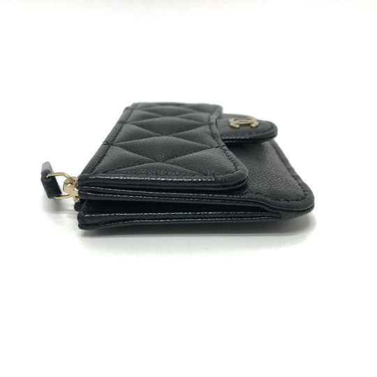 CHANEL Coin case AP2570 Caviar skin black COCO Mark Matelasse Classic Zip Women Used Authentic