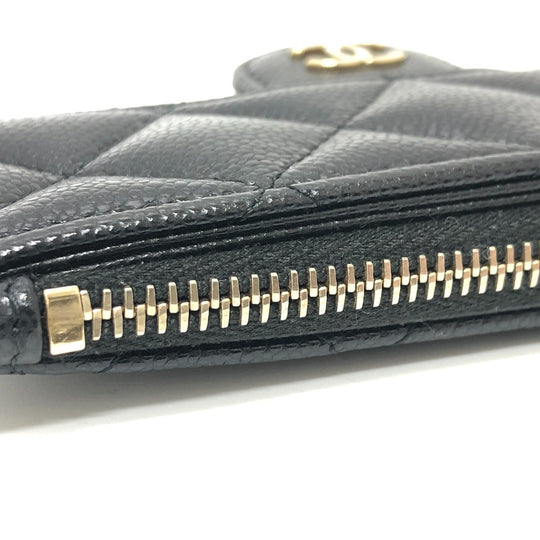 CHANEL Coin case AP2570 Caviar skin black COCO Mark Matelasse Classic Zip Women Used Authentic