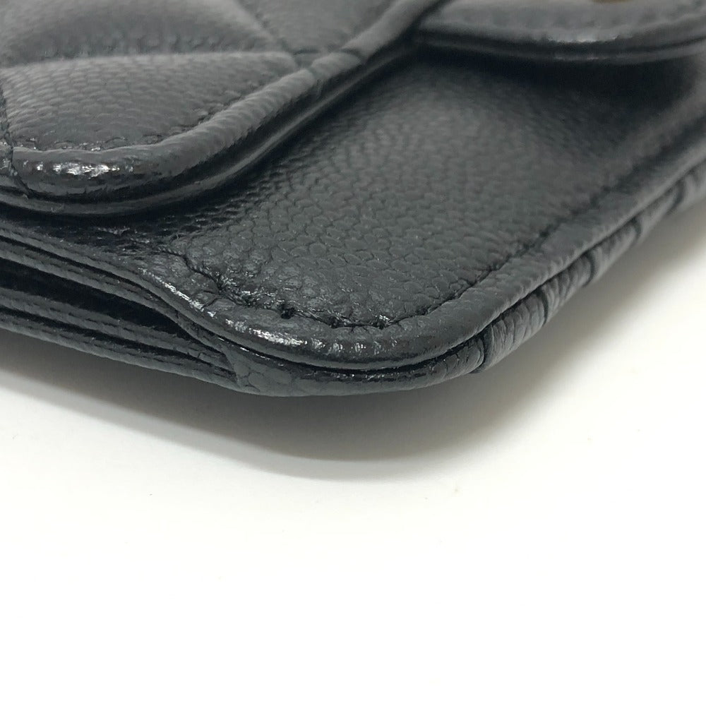 CHANEL Coin case AP2570 Caviar skin black COCO Mark Matelasse Classic Zip Women Used Authentic