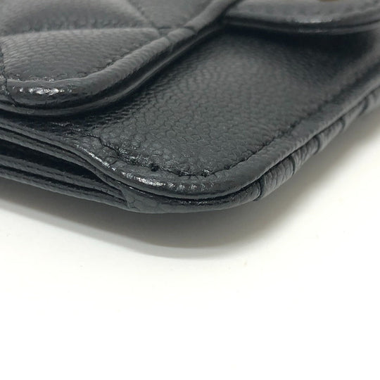 CHANEL Coin case AP2570 Caviar skin black COCO Mark Matelasse Classic Zip Women Used Authentic