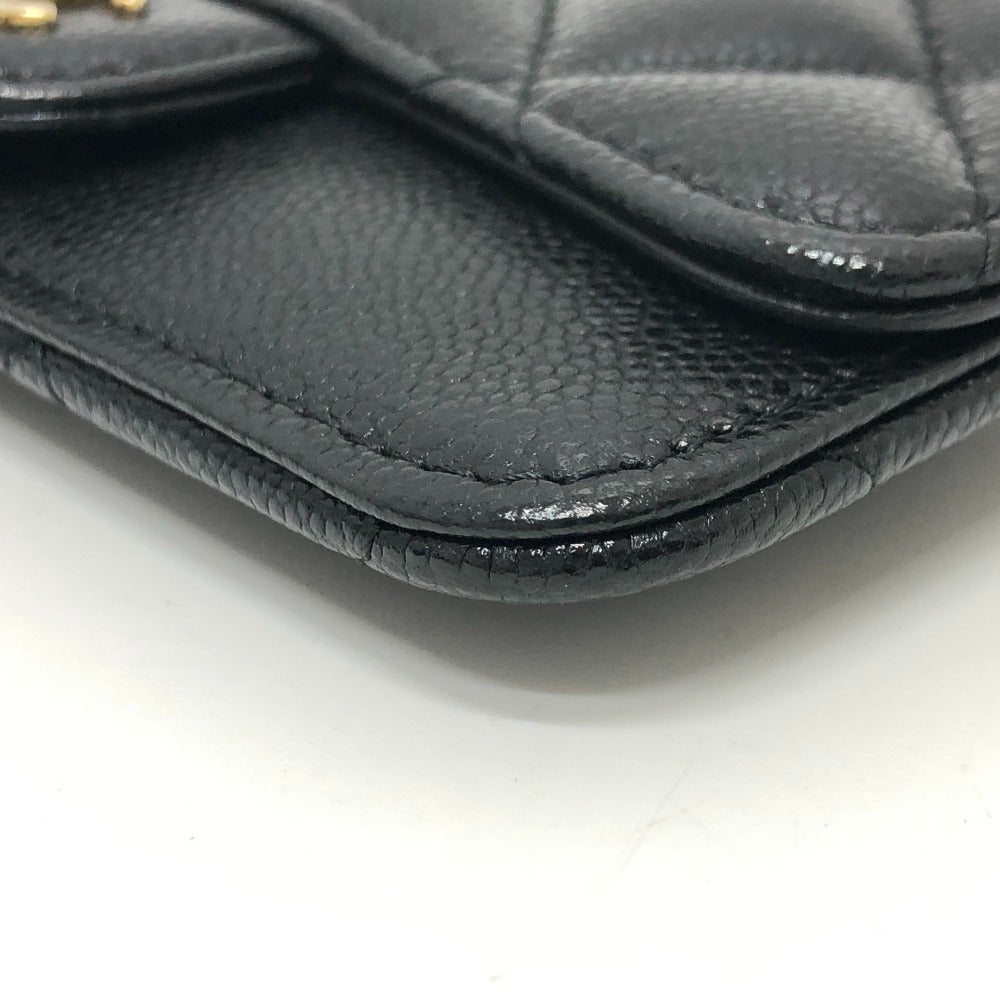 CHANEL Coin case AP2570 Caviar skin black COCO Mark Matelasse Classic Zip Women Used Authentic