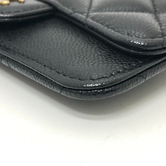 CHANEL Coin case AP2570 Caviar skin black COCO Mark Matelasse Classic Zip Women Used Authentic