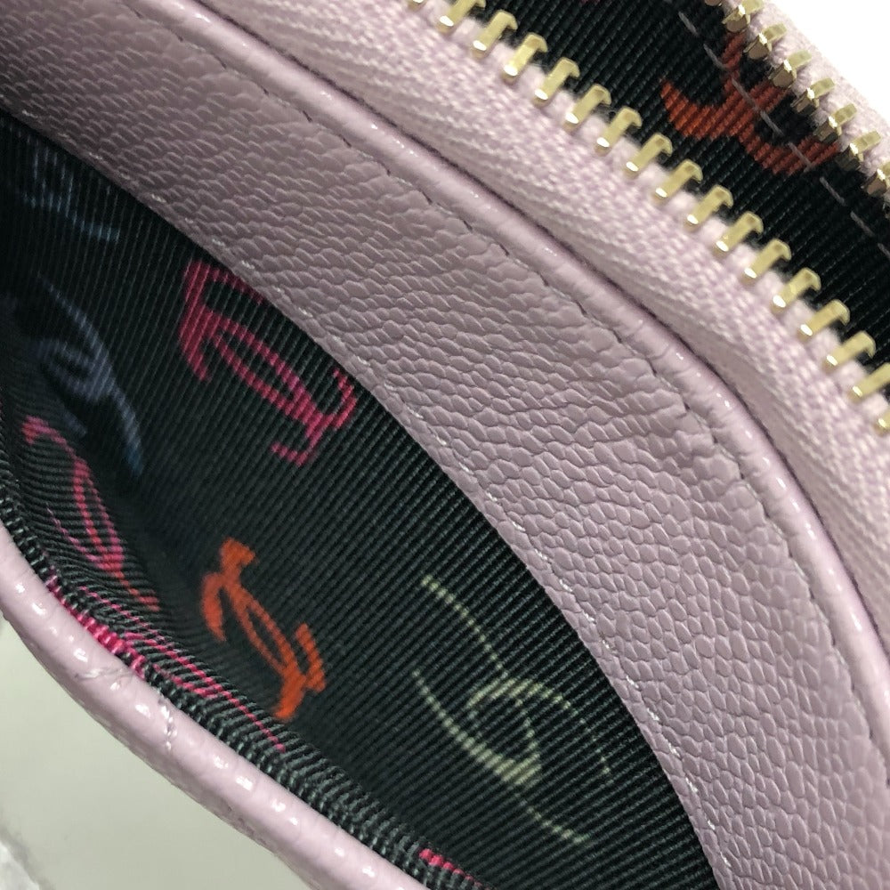 CHANEL Coin case AP0216 Caviar skin purple COCO Mark Matelasse Classic Zip