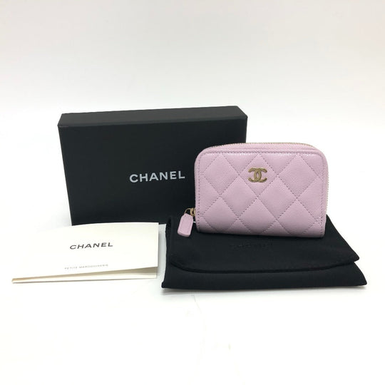CHANEL Coin case AP0216 Caviar skin purple COCO Mark Matelasse Classic Zip