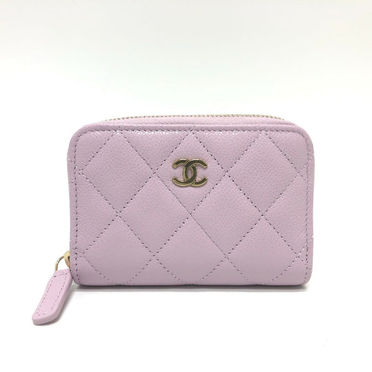 CHANEL Coin case AP0216 Caviar skin purple COCO Mark Matelasse Classic Zip