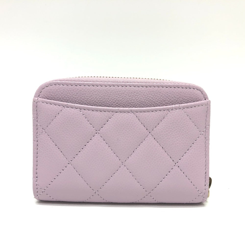 CHANEL Coin case AP0216 Caviar skin purple COCO Mark Matelasse Classic Zip