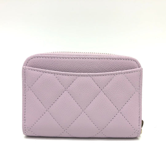 CHANEL Coin case AP0216 Caviar skin purple COCO Mark Matelasse Classic Zip
