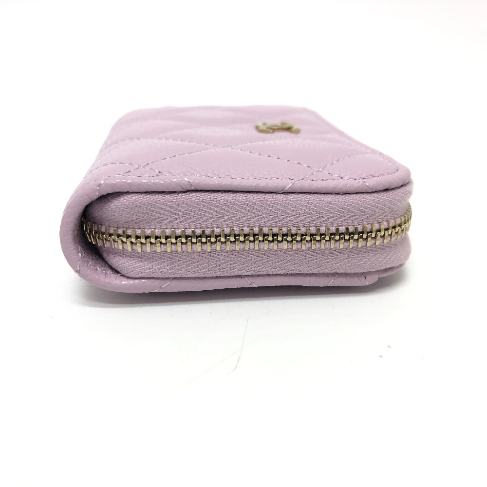 CHANEL Coin case AP0216 Caviar skin purple COCO Mark Matelasse Classic Zip