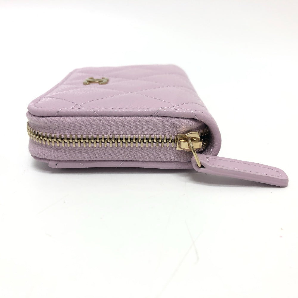 CHANEL Coin case AP0216 Caviar skin purple COCO Mark Matelasse Classic Zip