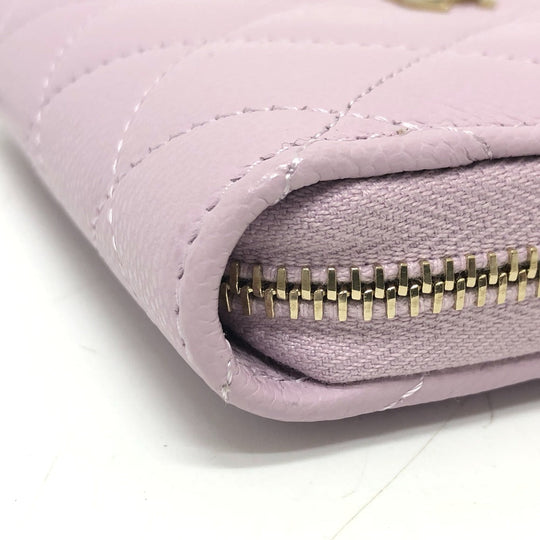 CHANEL Coin case AP0216 Caviar skin purple COCO Mark Matelasse Classic Zip