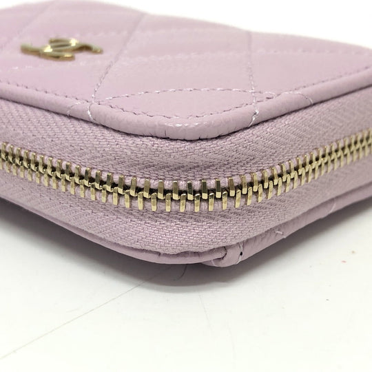 CHANEL Coin case AP0216 Caviar skin purple COCO Mark Matelasse Classic Zip