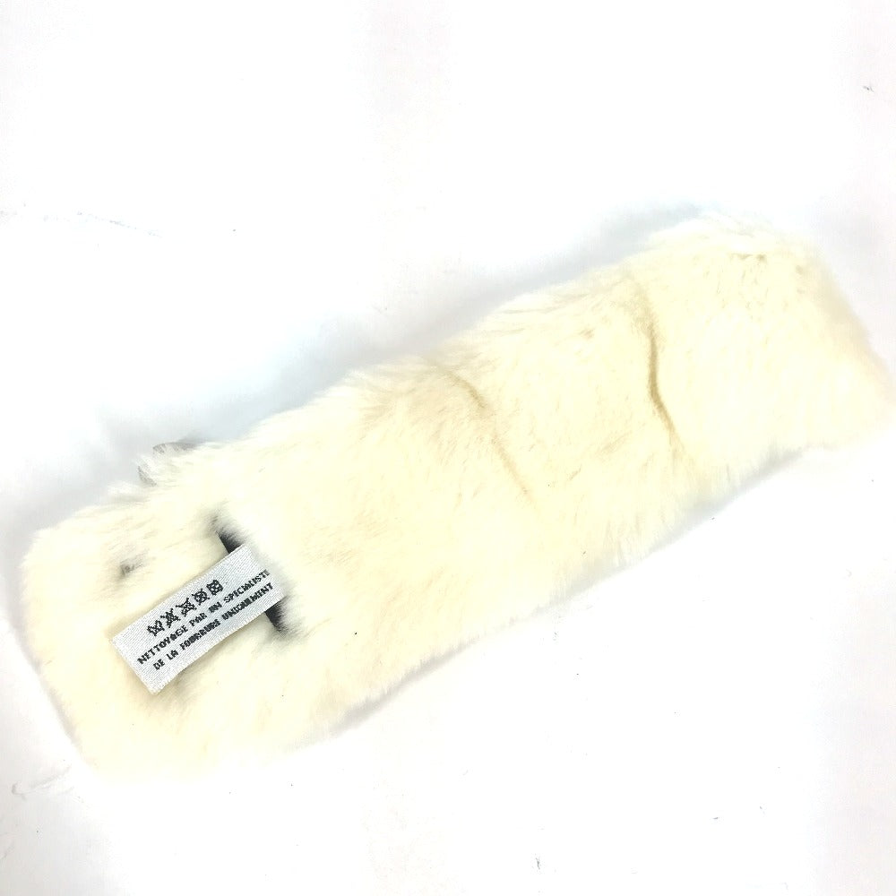 CHANEL Bangle fur white bracelet CC COCO Mark fur fake pearl Women Used Authentic