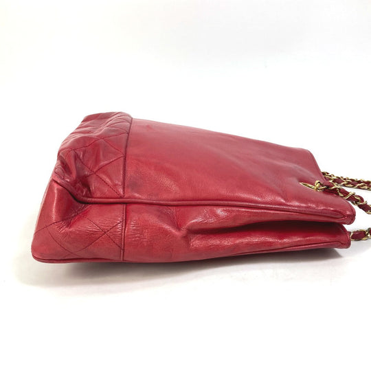 CHANEL Shoulder Bag leather Red vintage quilting matelasse Women Used Authentic
