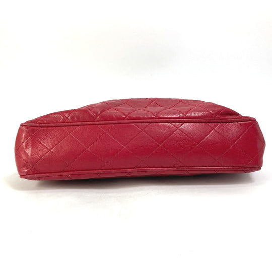 CHANEL Shoulder Bag leather Red vintage quilting matelasse Women Used Authentic
