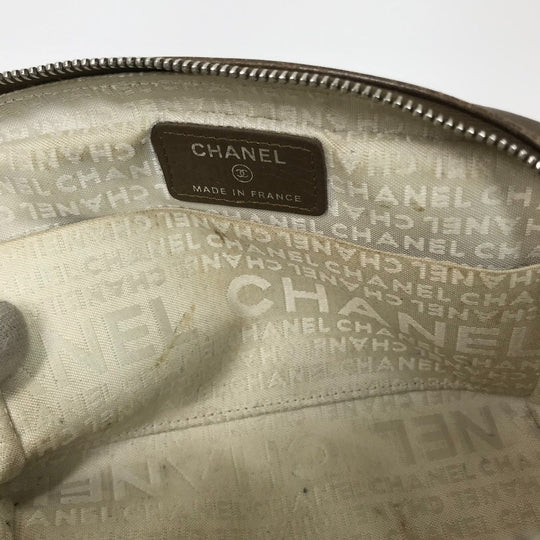 CHANEL Pouch leather gold Cambon line Cosmetics Pouch Quilted Women Used Authentic
