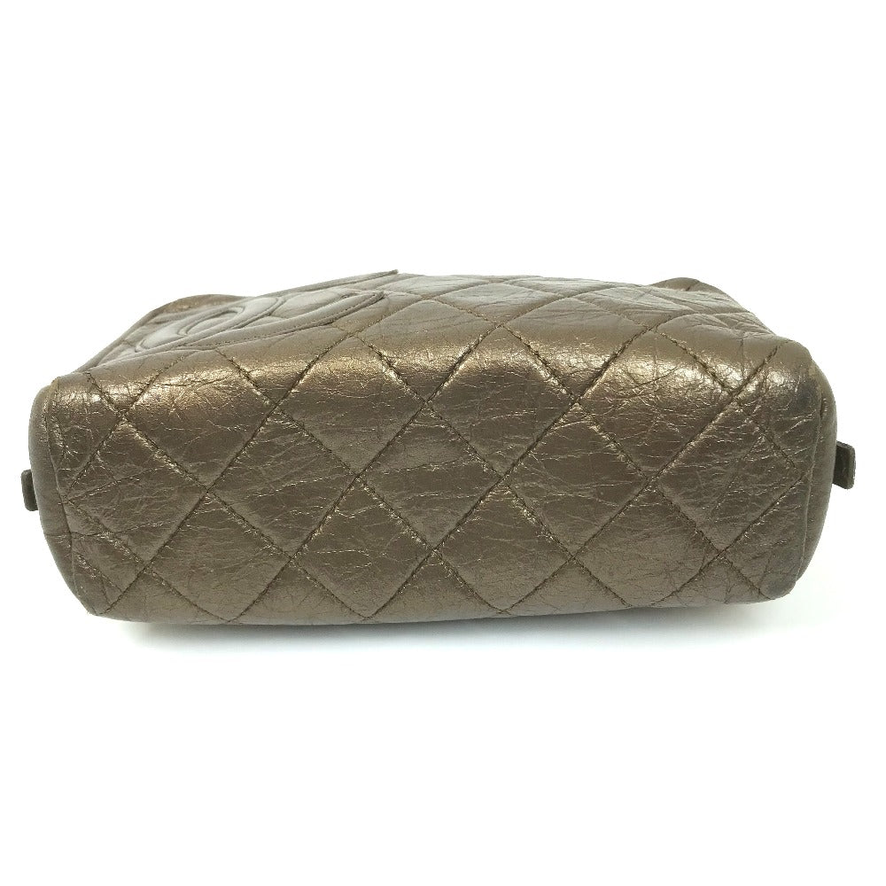 CHANEL Pouch leather gold Cambon line Cosmetics Pouch Quilted Women Used Authentic