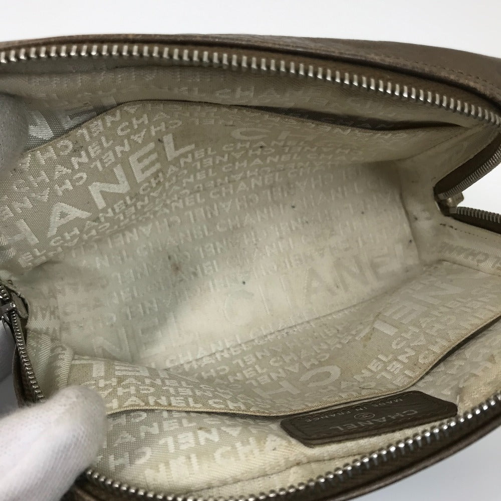 CHANEL Pouch leather gold Cambon line Cosmetics Pouch Quilted Women Used Authentic
