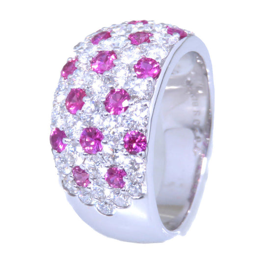 MIKIMOTO Ring Diamond, K18 White Gold, Ruby pink R0.94ct ,  D1.77ct ring Women Used Authentic