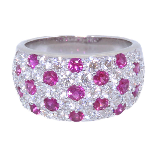 MIKIMOTO Ring Diamond, K18 White Gold, Ruby pink R0.94ct ,  D1.77ct ring Women Used Authentic