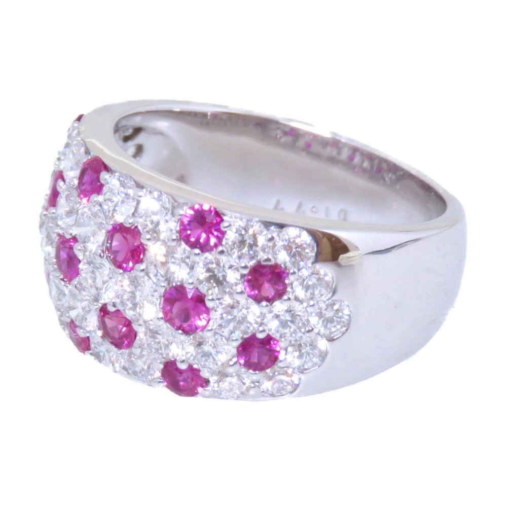 MIKIMOTO Ring Diamond, K18 White Gold, Ruby pink R0.94ct ,  D1.77ct ring Women Used Authentic
