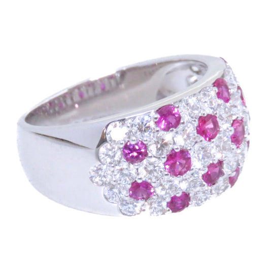 MIKIMOTO Ring Diamond, K18 White Gold, Ruby pink R0.94ct ,  D1.77ct ring Women Used Authentic