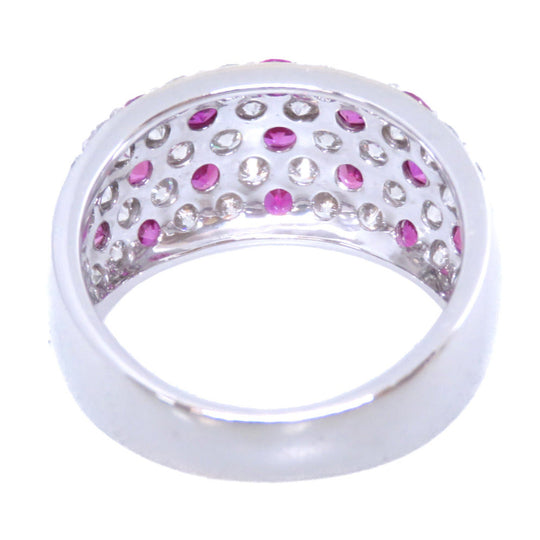 MIKIMOTO Ring Diamond, K18 White Gold, Ruby pink R0.94ct ,  D1.77ct ring Women Used Authentic