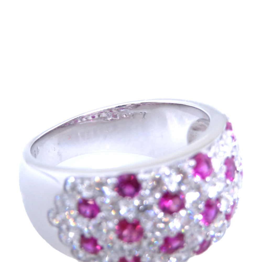 MIKIMOTO Ring Diamond, K18 White Gold, Ruby pink R0.94ct ,  D1.77ct ring Women Used Authentic