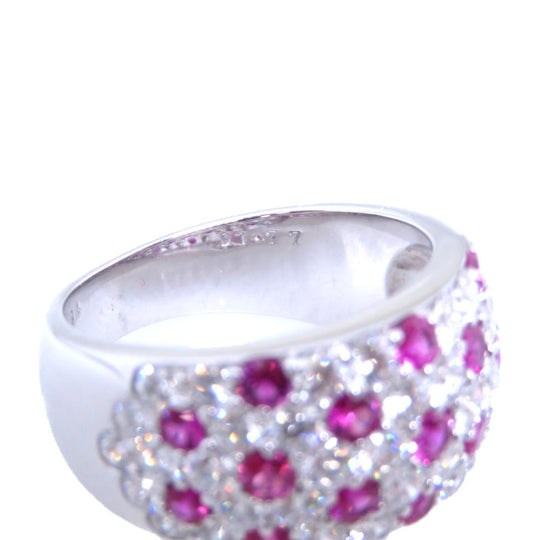 MIKIMOTO Ring Diamond, K18 White Gold, Ruby pink R0.94ct ,  D1.77ct ring Women Used Authentic