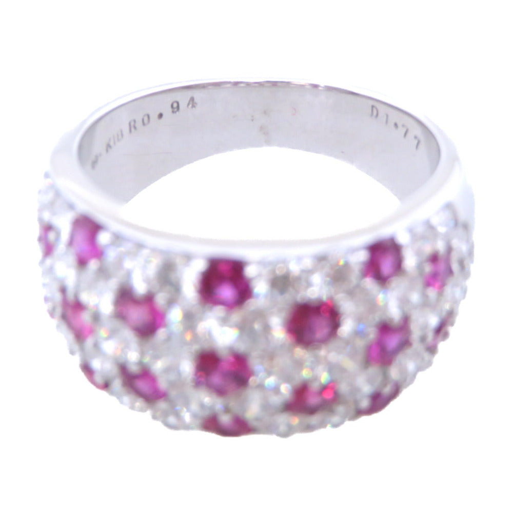 MIKIMOTO Ring Diamond, K18 White Gold, Ruby pink R0.94ct ,  D1.77ct ring Women Used Authentic