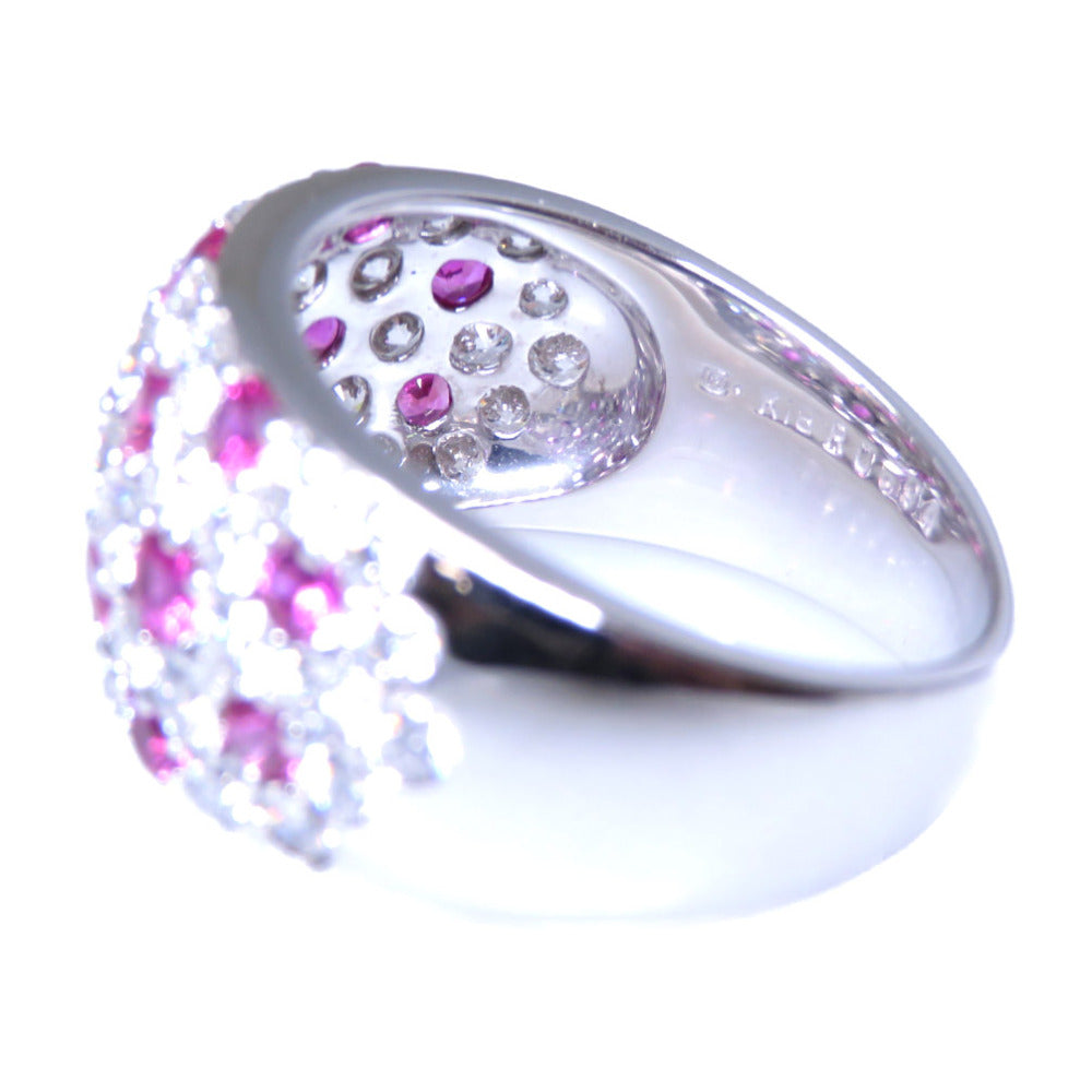 MIKIMOTO Ring Diamond, K18 White Gold, Ruby pink R0.94ct ,  D1.77ct ring Women Used Authentic