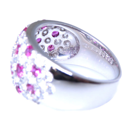 MIKIMOTO Ring Diamond, K18 White Gold, Ruby pink R0.94ct ,  D1.77ct ring Women Used Authentic