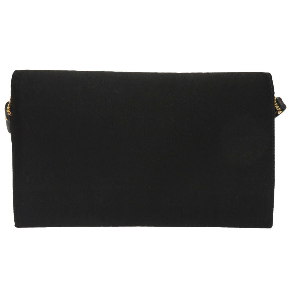 HERMES Shoulder Bag Satin black Cooktail Vintage Women Used Authentic