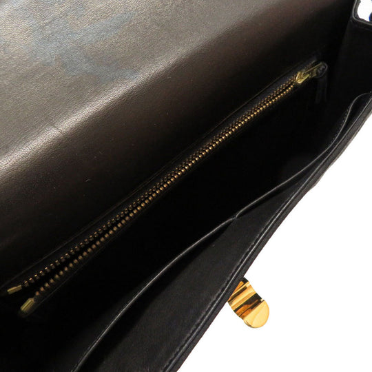 HERMES Shoulder Bag Satin black Cooktail Vintage Women Used Authentic