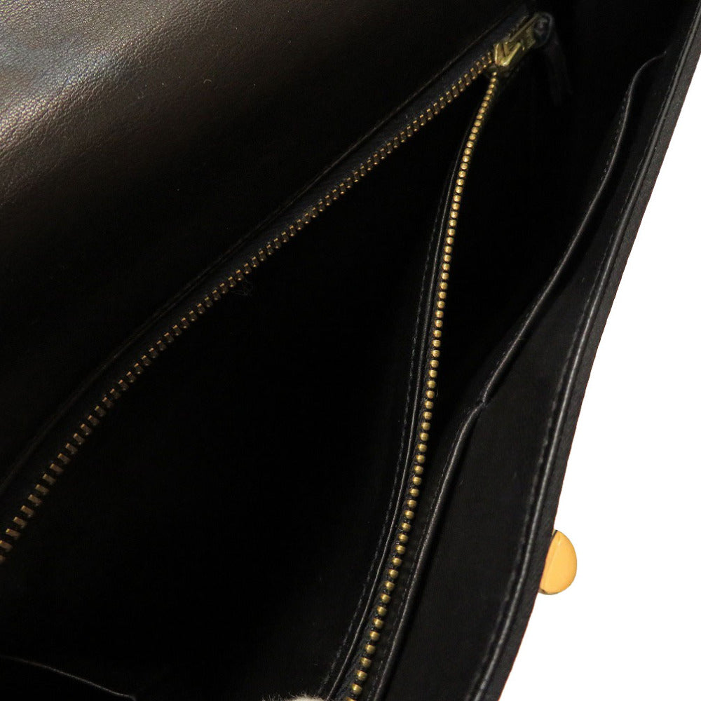 HERMES Shoulder Bag Satin black Cooktail Vintage Women Used Authentic