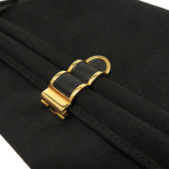 HERMES Shoulder Bag Satin black Cooktail Vintage Women Used Authentic