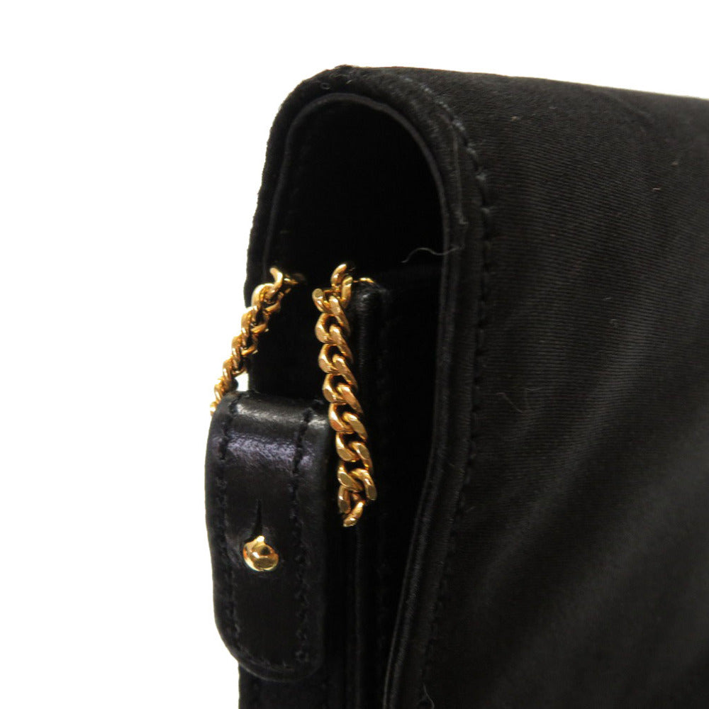 HERMES Shoulder Bag Satin black Cooktail Vintage Women Used Authentic