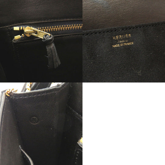 HERMES Shoulder Bag Satin black Cooktail Vintage Women Used Authentic