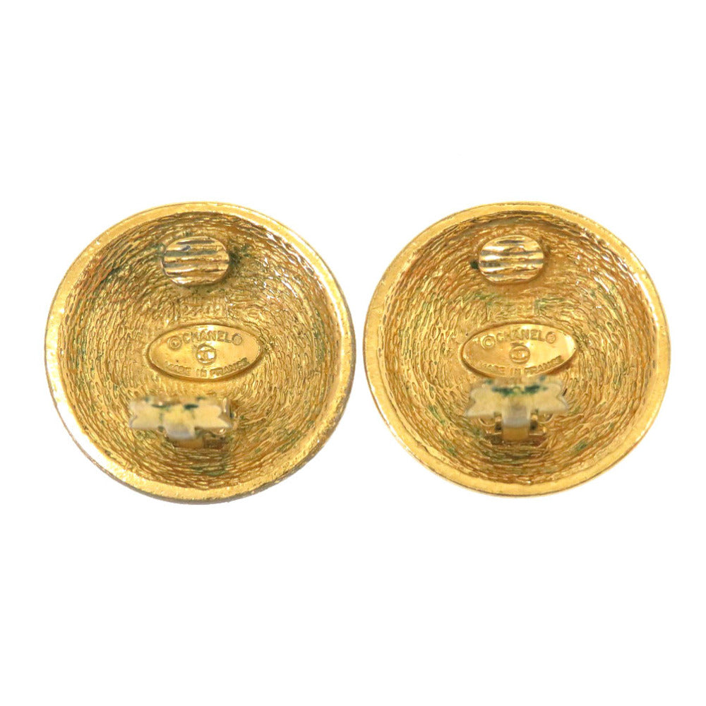CHANEL Earring metal gold Vintage COCO Mark Matelasse Women Used Authentic