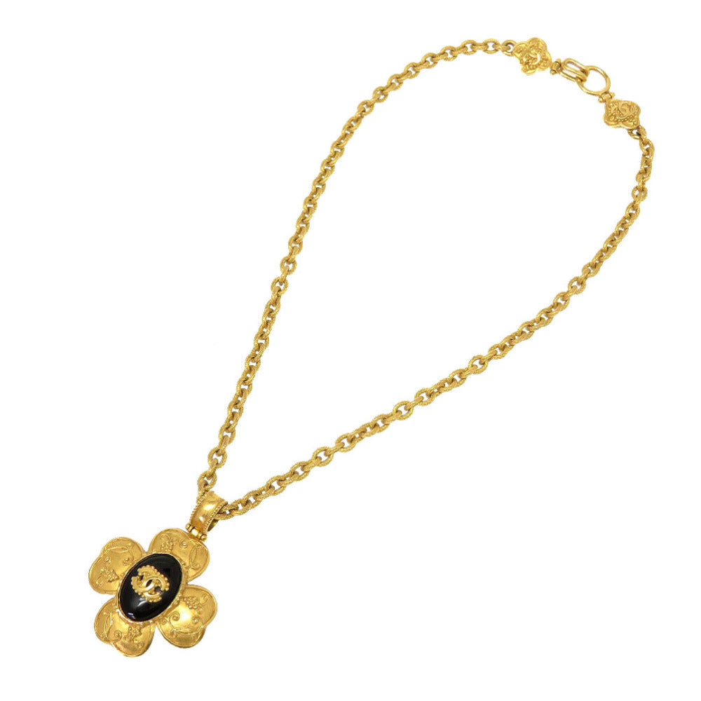 CHANEL Necklace Stone black Vintage COCO Mark Women Used Authentic