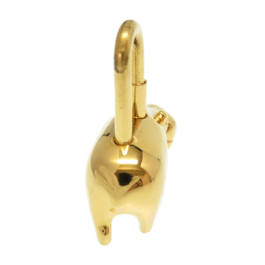 HERMES key ring metal gold ANNEE DES FLEUVES Hippopotamus Bag Charm Women Used Authentic