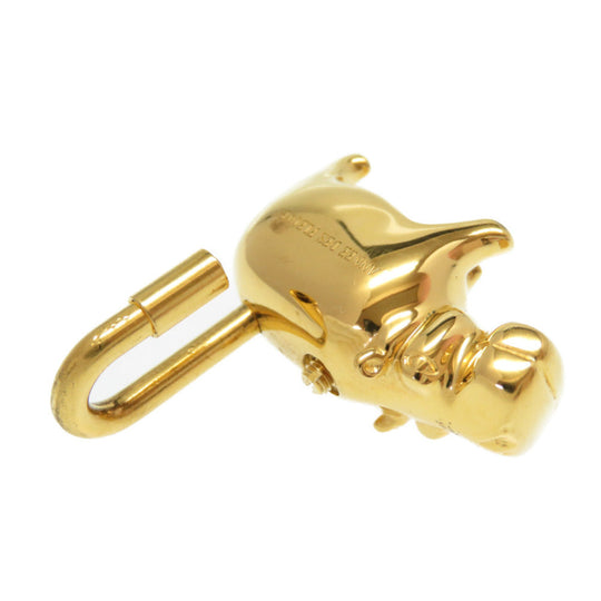 HERMES key ring metal gold ANNEE DES FLEUVES Hippopotamus Bag Charm Women Used Authentic